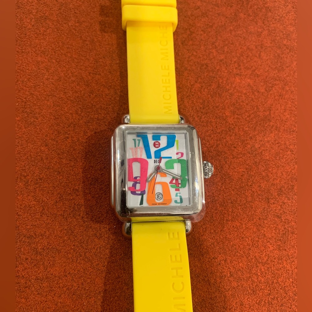 NWOT Michele Deco Carousel watch with Silicone Band